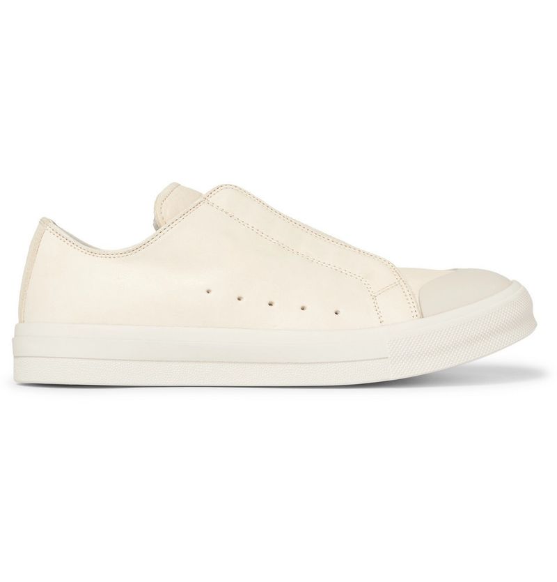 Alexander McQueen Textured-Leather Low Top Sneakers Ivory F17 — view 1