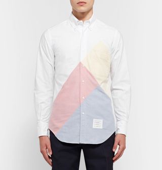 Thom Browne Slim-Fit Button-Down Collar Patchwork Cotton Oxford Shirt Small — view 2