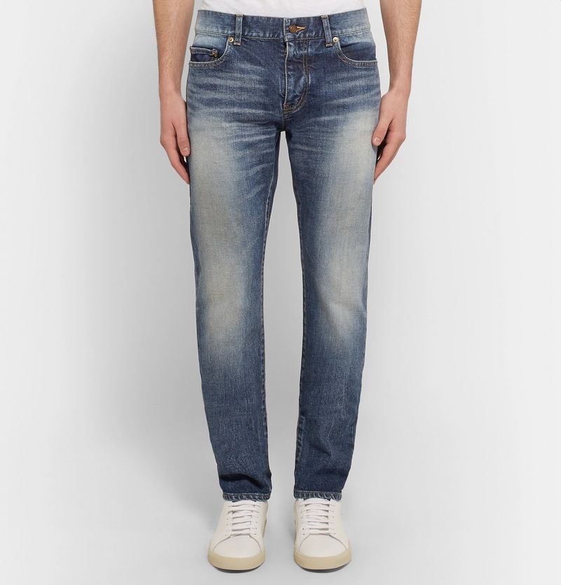 Saint Laurent Skinny-Fit Washed Stretch-Denim Jeans — view 1