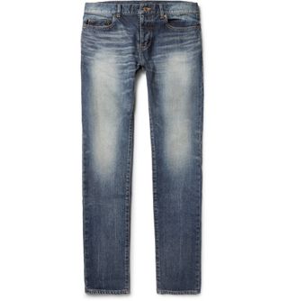 Saint Laurent Skinny-Fit Washed Stretch-Denim Jeans — view 2