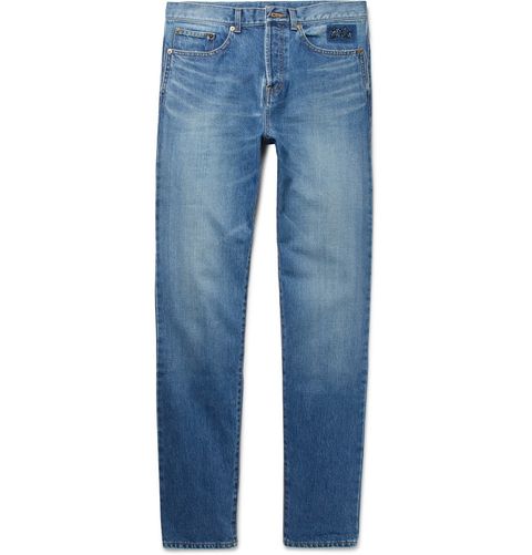 Yves Saint Laurent D14 Embroidered Vintage Blue Denim Jeans