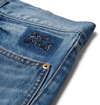 Yves Saint Laurent D14 Embroidered Vintage Blue Denim Jeans — view 4