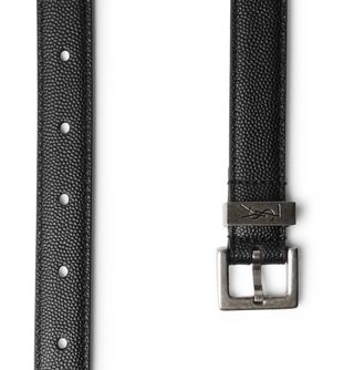 Saint Laurent 2cm Black Pebble-Grain Leather Belt — view 2