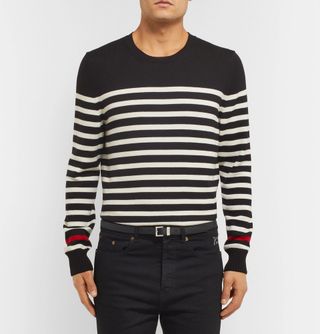 Saint Laurent 2cm Black Pebble-Grain Leather Belt — view 3