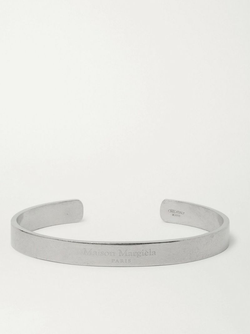 Maison Margiela Logo-Engraved Sterling Silver Cuff — view 1