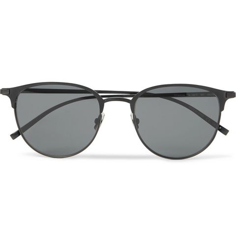 Saint Laurent Round-Frame Matte-Titanium Sunglasses