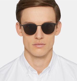Yves Saint Laurent Round-Frame Matte-Titanium Sunglasses — view 3