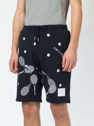 Thom Browne Embroidered Cotton-Jersey Shorts — view 3