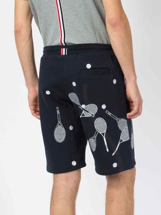 Thom Browne Embroidered Cotton-Jersey Shorts — view 4
