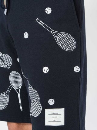 Thom Browne Embroidered Cotton-Jersey Shorts — view 5