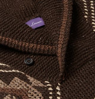 Ralph Lauren Purple Label Slim-Fit Shawl-Collar Intarsia Silk and Cashmere-Blend Sweater — view 5