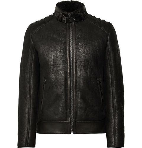 Belstaff Westlake 2.0 Slim-Fit Leather-Trimmed Shearling Biker Jacket