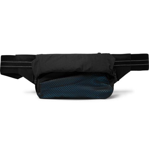 Bottega Veneta Paper Touch Nylon and Mesh Belt Bag — Black and Blue