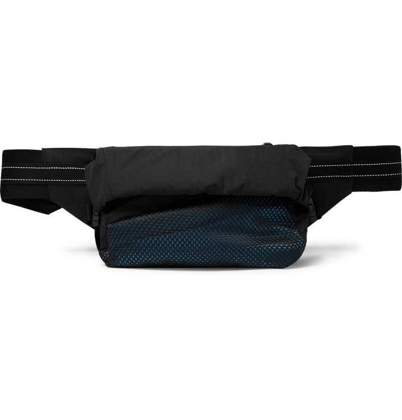 Bottega Veneta Paper Touch Nylon and Mesh Belt Bag — Black and Blue — view 1