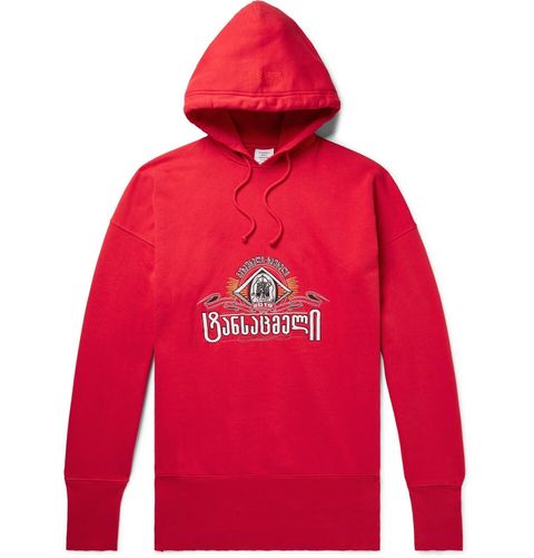Vetements Oversized Embroidered Fleece-Back Cotton-Jersey Hoodie