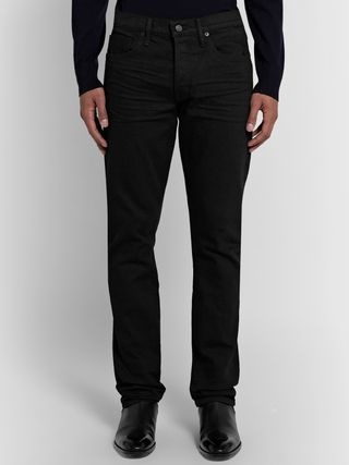 Black Slim-Fit Selvedge Denim Jeans — view 4