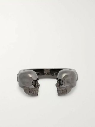 Alexander McQueen Skull Gunmetal-Tone Ring — view 2