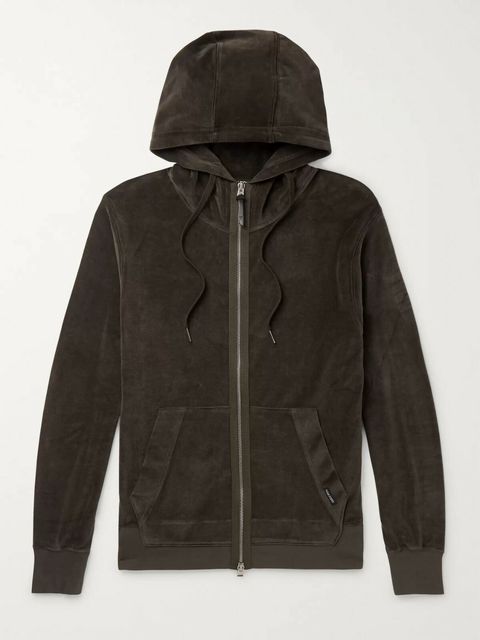 Tom Ford Cotton-Blend Velvet Zip-Up Hoodie
