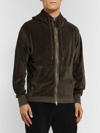 Tom Ford Cotton-Blend Velvet Zip-Up Hoodie — view 4