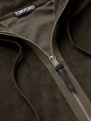 Tom Ford Cotton-Blend Velvet Zip-Up Hoodie — view 6