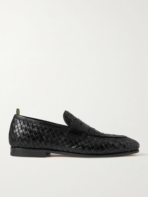 Officine Creative Barona Woven Leather Penny Loafers