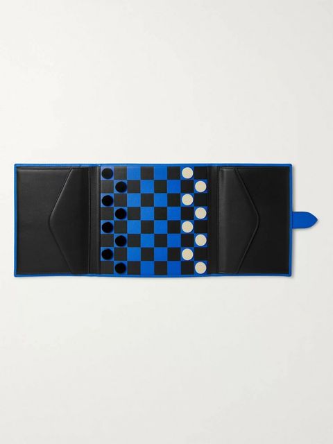 Smythson Panama Cross-Grain Leather Checkers Set