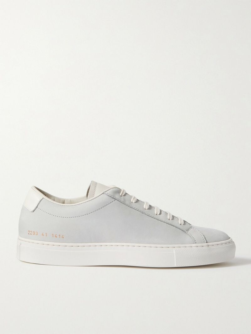 Common Projects Original Achilles Leather-Trimmed Nubuck Sneakers — view 1