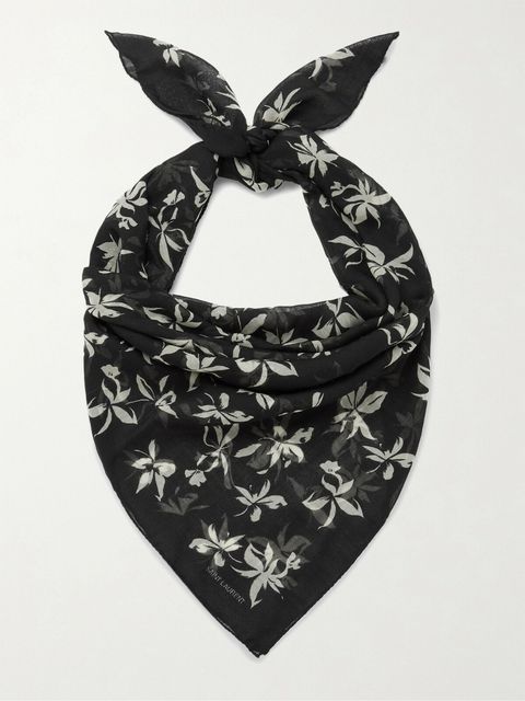Saint Laurent Floral-Print Wool Scarf