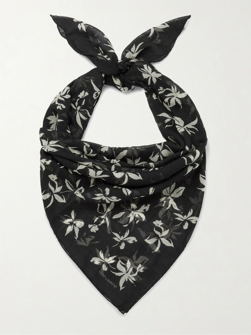 Yves Saint Laurent Floral-Print Wool Scarf — view 1