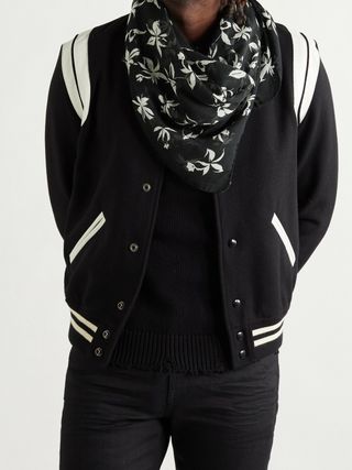 Yves Saint Laurent Floral-Print Wool Scarf — view 2