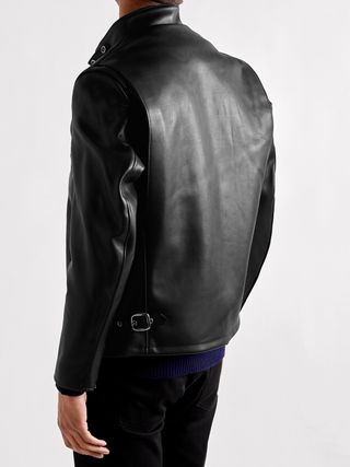 SCHOTT Classic Racer Slim-Fit Leather Biker Jacket — view 4
