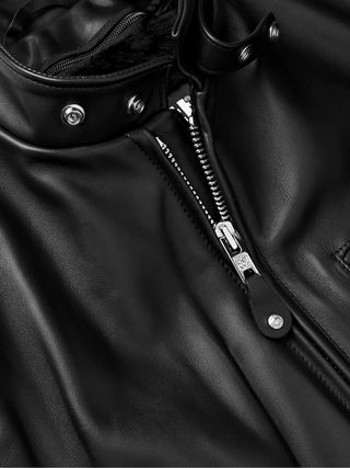 SCHOTT Classic Racer Slim-Fit Leather Biker Jacket — view 5