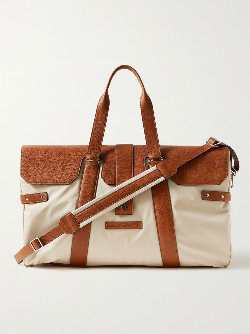 Brunello Cucinelli Leather-Trimmed Nylon Holdall — view 1