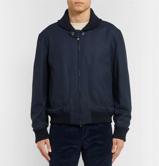 Brioni Herringbone Wool Bomber Jacket — view 2
