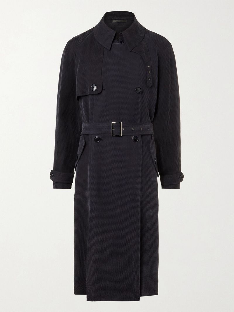Giorgio Armani Herringbone-Jacquard Trench Coat — view 1