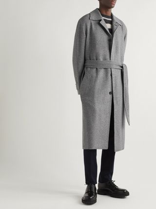 Brioni Grey Milano Cashmere Overcoat Gabardine — view 7