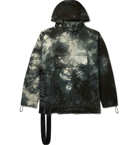 Off-White Packable Embellished Tie-Dyed Cotton-Ripstop Hooded Jacket