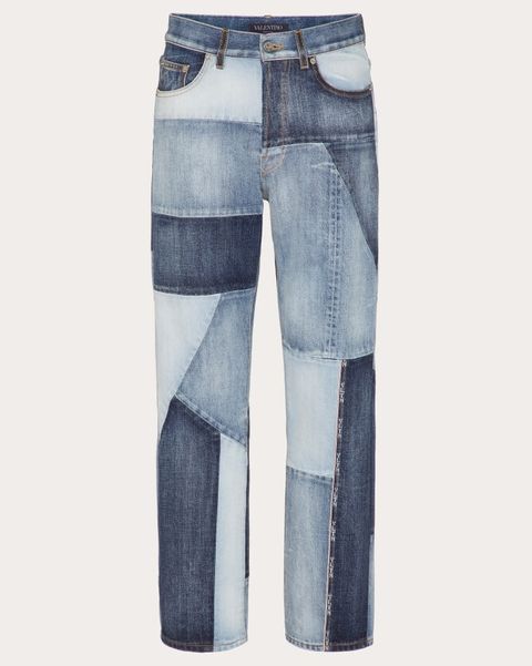 Valentino Logo-Print Patchwork Jeans