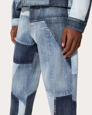 Valentino Logo-Print Patchwork Jeans — view 4
