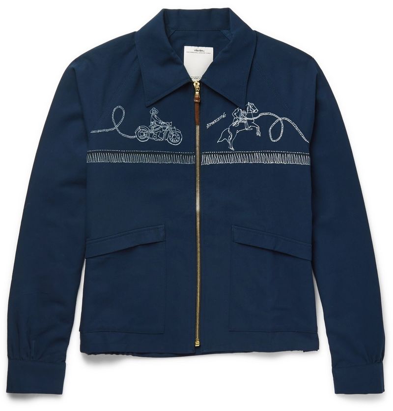 Visvim Traverse Swing Washi Yarn Navy Jacket — view 1