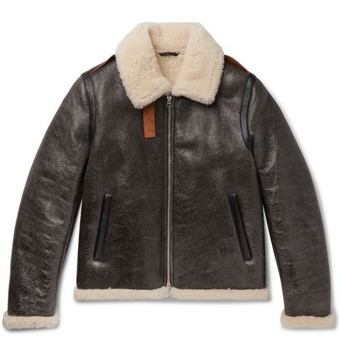 Acne Studios Shearling-Lined Textured-Leather Jacket