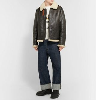 Acne Studios Shearling-Lined Textured-Leather Jacket — view 2