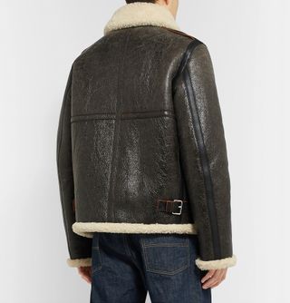 Acne Studios Shearling-Lined Textured-Leather Jacket — view 4