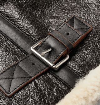 Acne Studios Shearling-Lined Textured-Leather Jacket — view 6