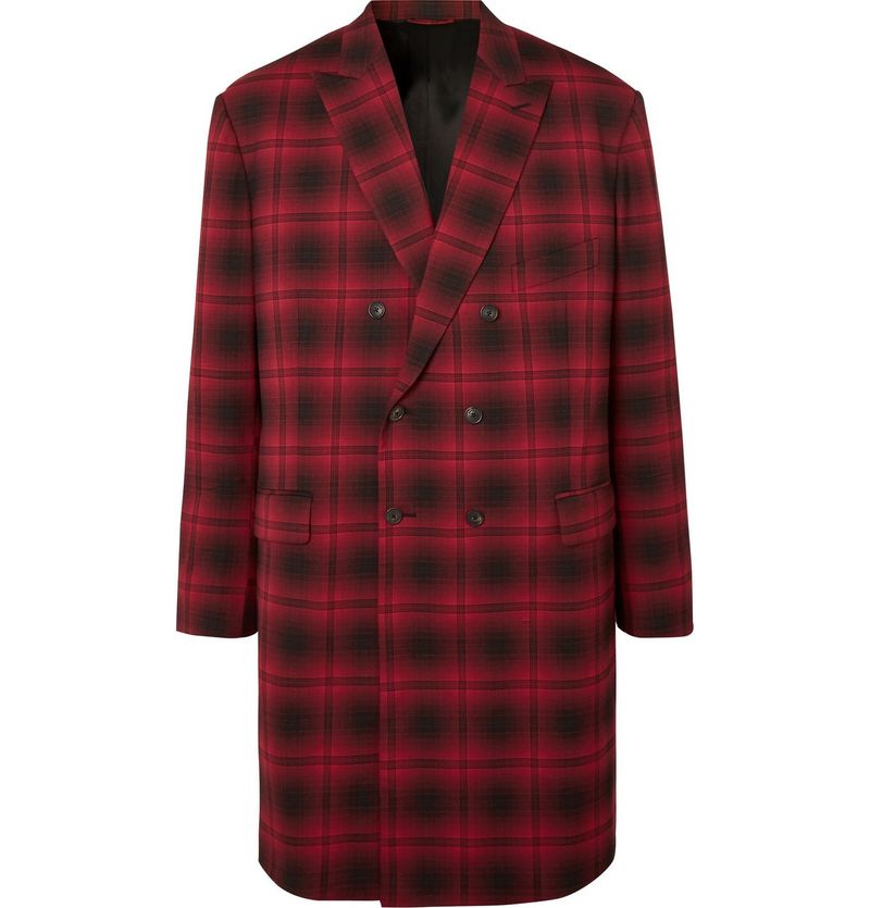Balenciaga Oversized Double-Breasted Checked Woven Coat — view 1