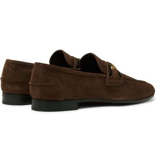 Tom Ford Wilton Chain-Embellished Velvet-Trimmed Suede Loafers — view 3