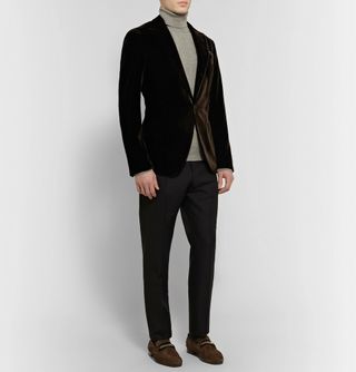 Tom Ford Wilton Chain-Embellished Velvet-Trimmed Suede Loafers — view 7