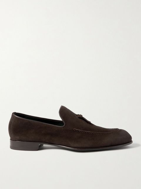 Brioni Lukas Leather-Trimmed Suede Tasselled Loafers