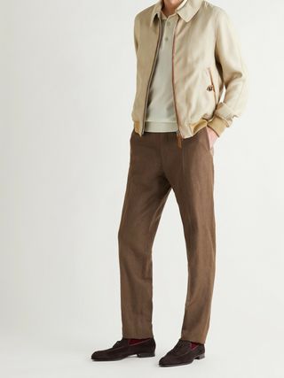 Brioni Lukas Leather-Trimmed Suede Tasselled Loafers — view 3