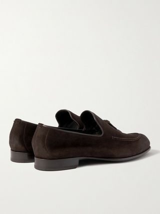 Brioni Lukas Leather-Trimmed Suede Tasselled Loafers — view 5